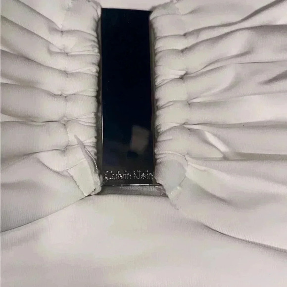 Calvin Klein strapless bathing suit ruched white bandeau all in one swimsuit 6 - Picture 4 of 5